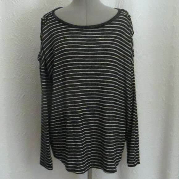 Maurices Women's Long Sleeve Criss Cross Cold Shoulder Striped Top Size XXL - Picture 1 of 7